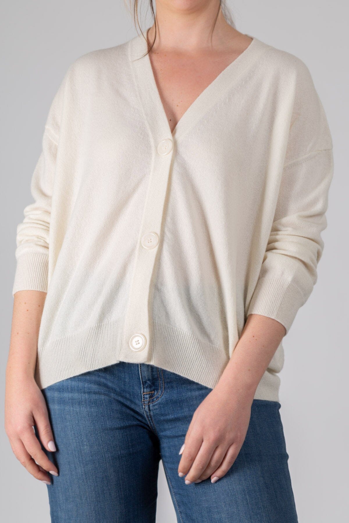 Lightweight Cardigan Sweater S30 - Spring Cashmere CP Shades natural white