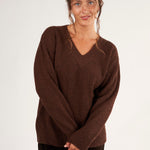 Rib V-Neck Sweater A80 - Fall Cashmere CP Shades Onyx Brown