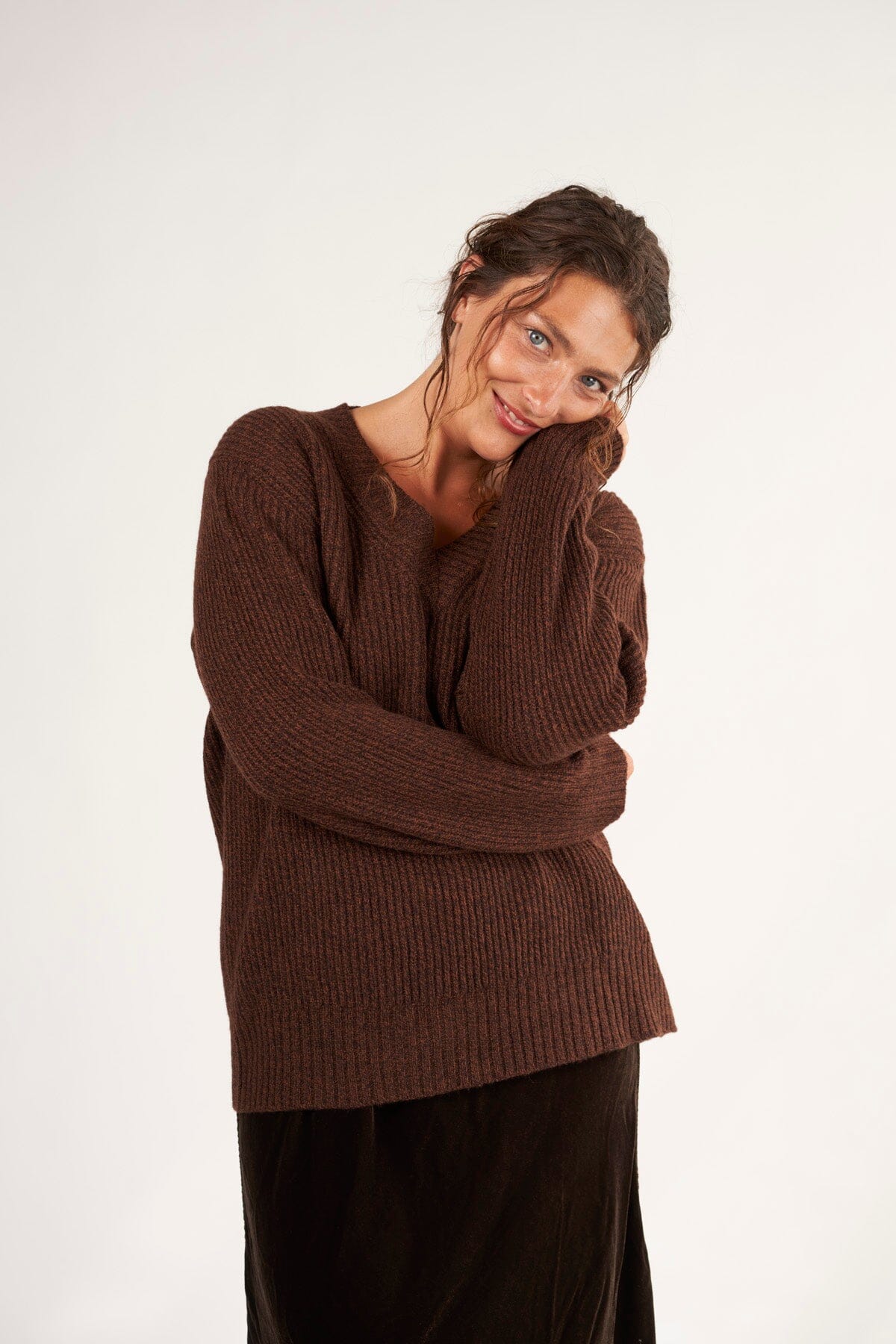 Rib V-Neck Sweater A80 - Fall Cashmere CP Shades 