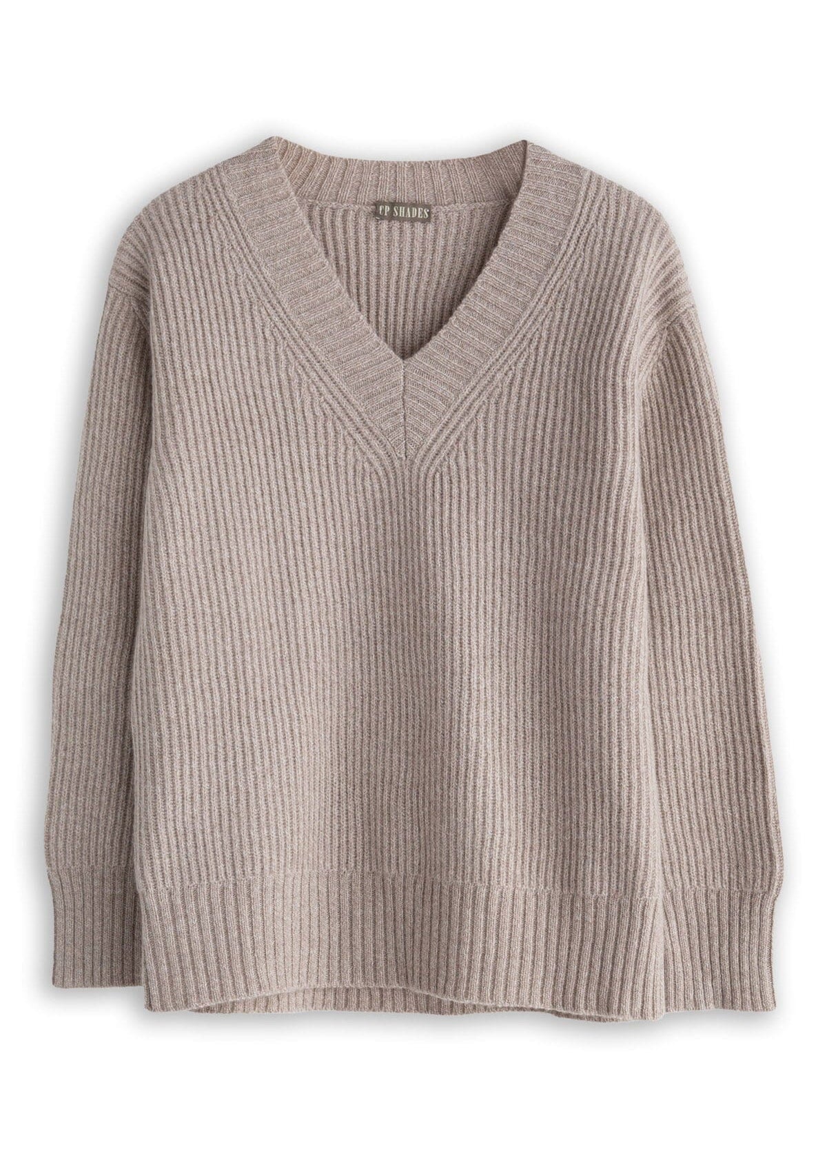 Vela Rib Deep V-Neck Sweater - Fall 24 A80 - Fall Cashmere CP Shades Volga/Michigan