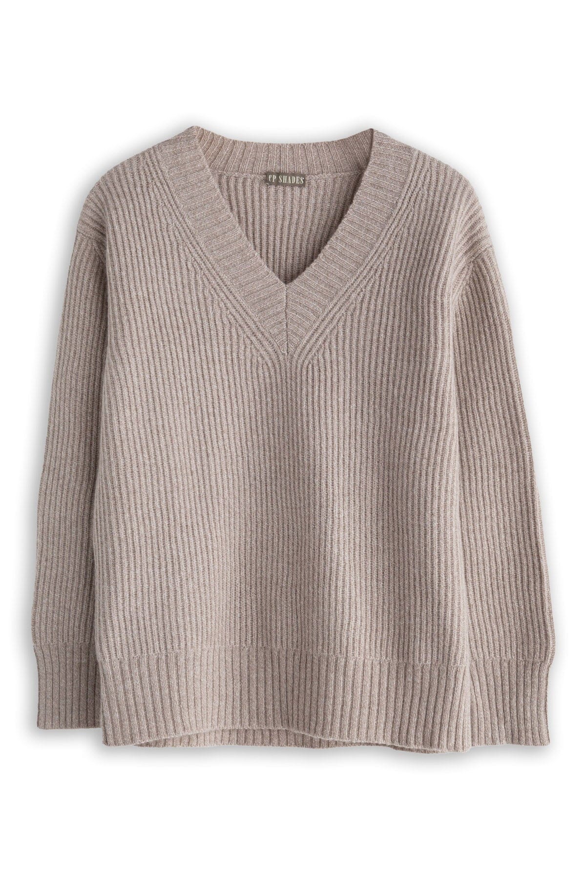 Vela Rib Deep V-Neck Sweater - Fall 24 A80 - Fall Cashmere CP Shades Volga/Michigan